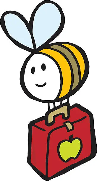 Vector illustration of Bee with Lunch Box