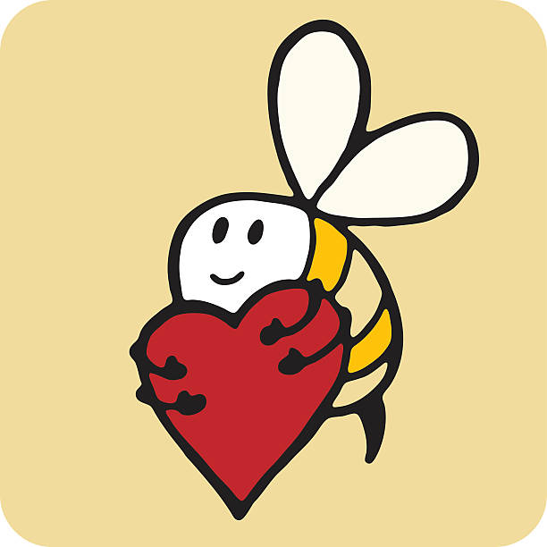Bee With Heart Stock Illustration - Download Image Now - Bee, Care