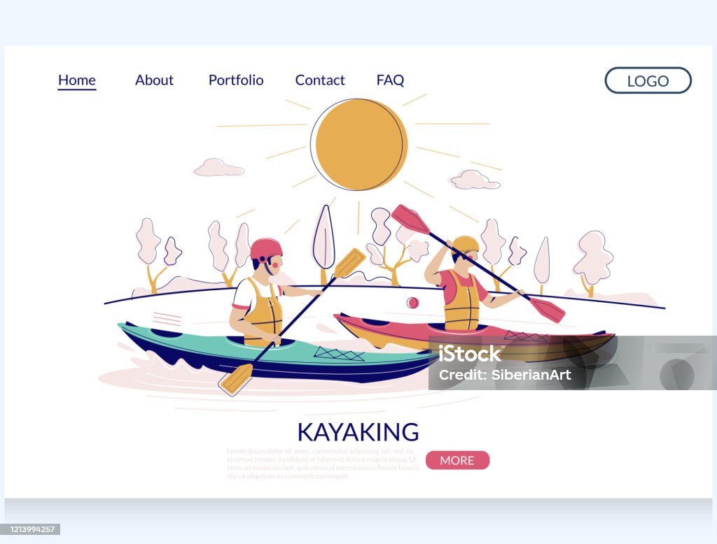 Kayaking Header Kayaking Vector Website Landing Page Design Template Stock Illustration ...