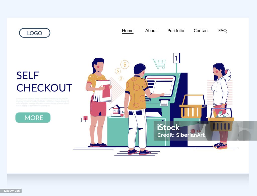Self Checkout Button Self Checkout Vector Website Landing Page Design Template Stock ...