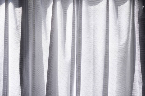 istock White lace curtain textured background 1213996742