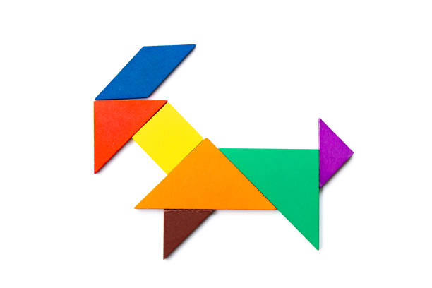 istock Color wood tangram puzzle in goat shape on white background 1213996963