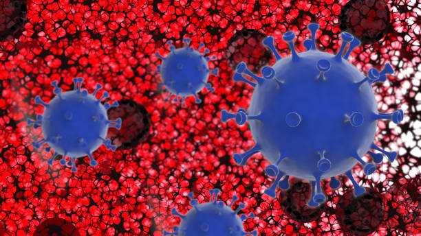 istock Coronavirus blood cells under a microscope 3D virus 2019-nCoV abstract background epidemic pandemic protection stop KOVID-19 1214000080