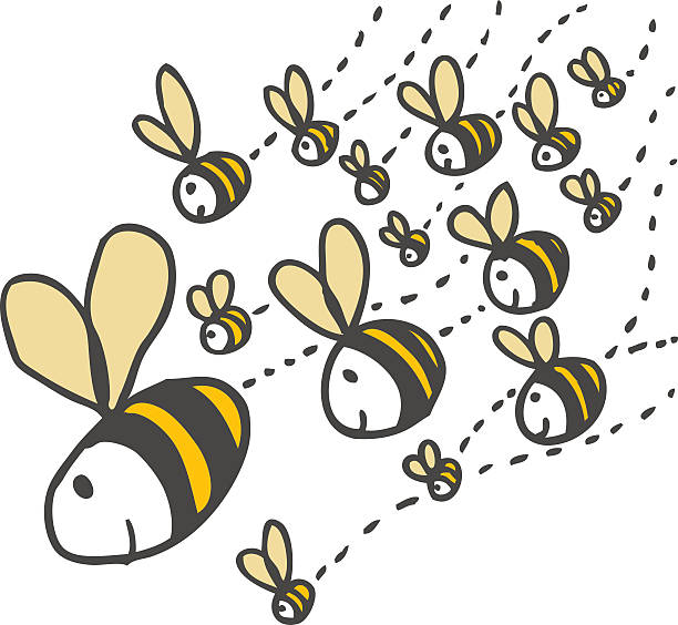 rój pszczół - swarm of bees stock illustrations