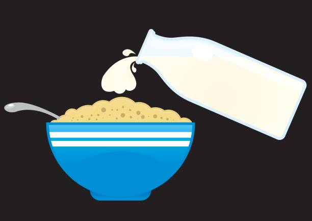 Milk and Cereal vector art illustration