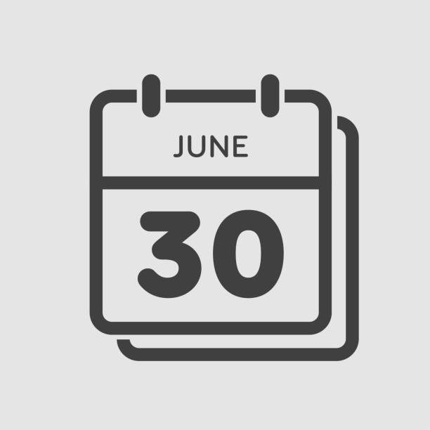 день календаря иконок 30 июня, летние дни года - deadline calendar year personal organizer stock illustrations