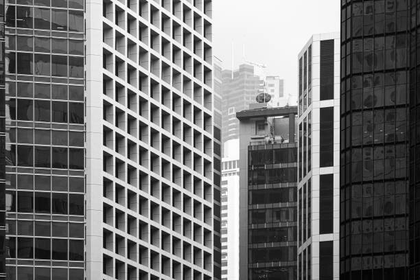 istock Windows of business building with B&W color 1214014629