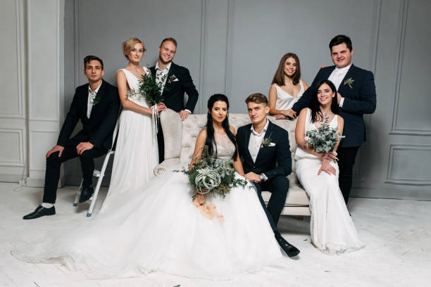 istock Group wedding photo in the studio 1214015746