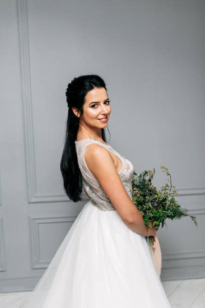 istock Bride with long hair and a professional make-up 1214015760