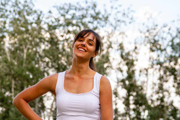 Satisfied woman after an outdoor training