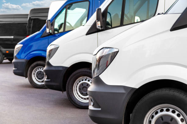Delivery vans Vans in a row car transporter photos stock pictures, royalty-free photos & images