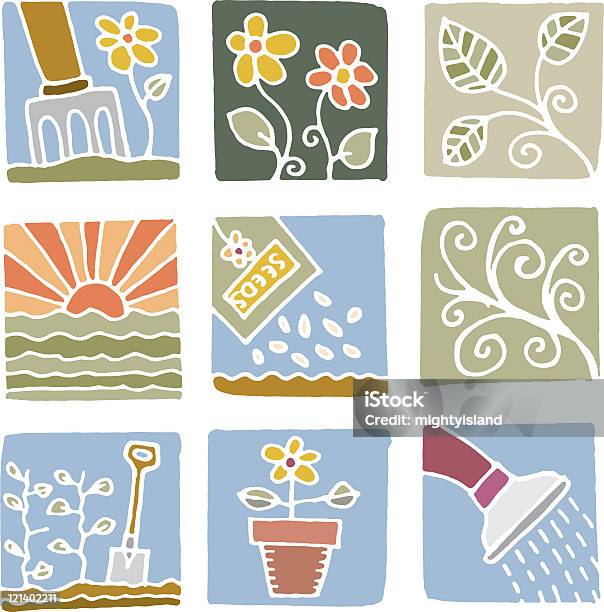 Gardening And Plant Illustrations Stock Illustration - Download Image Now - Flower, Planting, Seed Packet