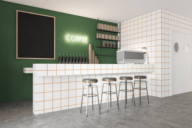 istock Green coffee shop corner with blackboard 1214023828