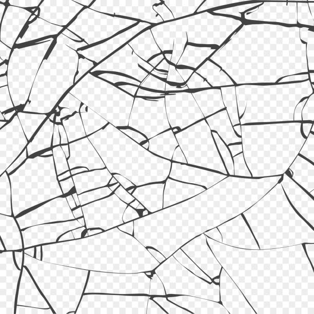 ilustrações de stock, clip art, desenhos animados e ícones de surface of broken glass texture. sketch shattered or crushed glass effect. vector isolated on transparent background - fratura