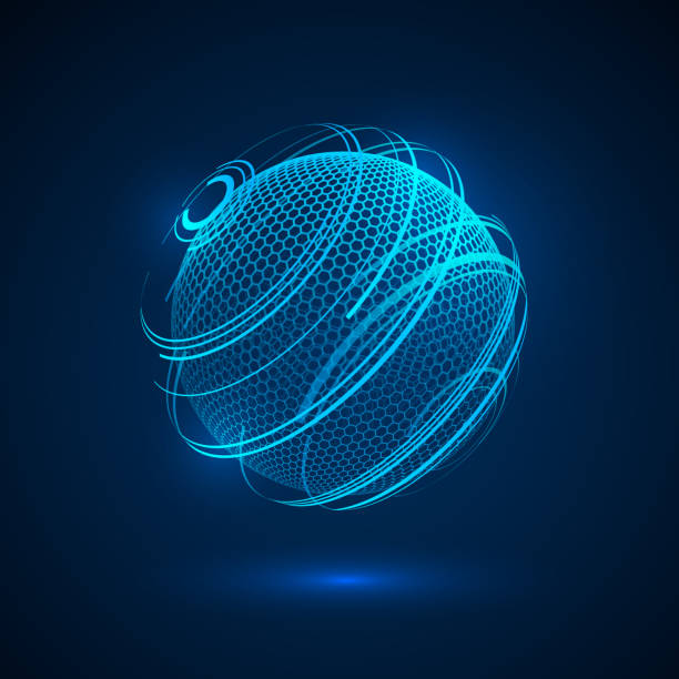 Abstract tecjnology hologram sphere. sci fi neon sphere. Futuristic digital background. HUD element or cyber globe. Vector Abstract tecjnology hologram sphere. sci fi neon sphere. Futuristic digital background. HUD element or cyber globe. Vector planet globe sphere earth stock illustrations