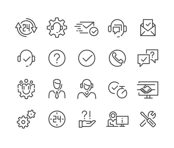 Customer Support Icons - Classic Line Series Customer Support, service, assistance, assistant icon stock illustrations