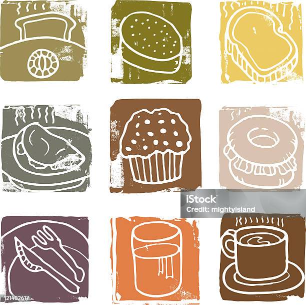 Strukturierte Frühstück Symbole Stock Vektor Art und mehr Bilder von Crêpe - Eierkuchen-Speise - Crêpe - Eierkuchen-Speise, Hefeküchlein, Bagel