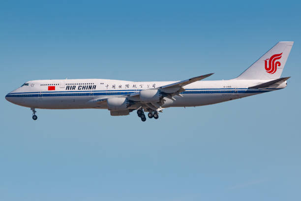 aereo boeing 747 air china a francoforte - airplane commercial airplane air vehicle boeing 747 foto e immagini stock