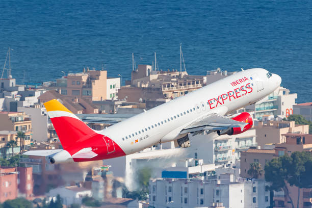 Iberia Express Airbus A320 airplane at Palma de Mallorca stock photo