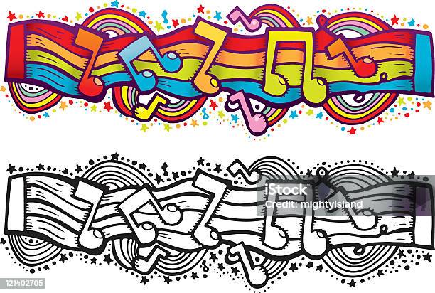 Notes De Musique Vecteurs libres de droits et plus d'images vectorielles de Couleur vive - Couleur vive, Dessin, Graffiti