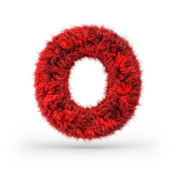 Capital letter O. Uppercase. Red fluffy and furry font. 3D Capital letter O. Uppercase. Red fluffy and furry font. 3D rendering 3d red letter o stock pictures, royalty-free photos & images
