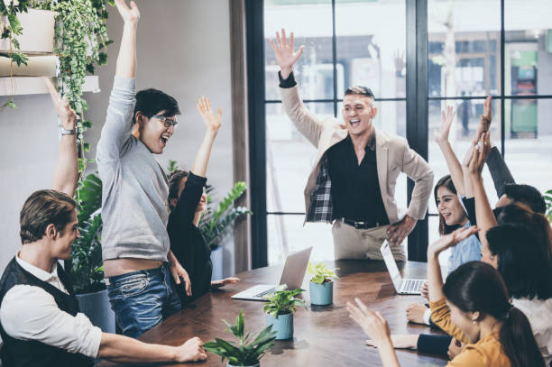 istock Successful business group of people at work in co-working space office 1214032271