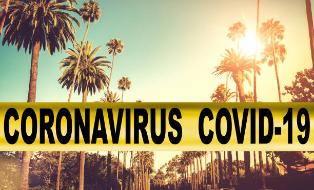 stay away from corona virus in los angeles - city of los angeles los angeles county hollywood california rodeo drive imagens e fotografias de stock