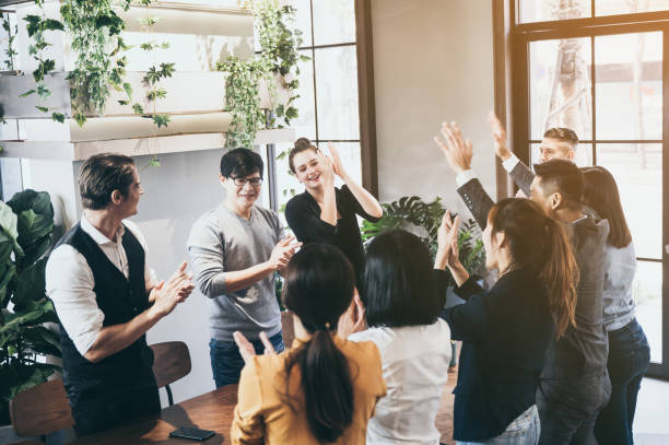 istock Successful business group of people at work in co-working space office 1214032430