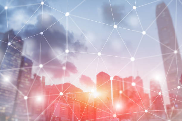 istock Futuristic Cyber Network. Smart City Concept. Abstract Line Connection. 1214036225