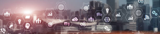 istock ERP Enterprise Resource Planning system on virtual screen with connections between business intelligence. 1214036261