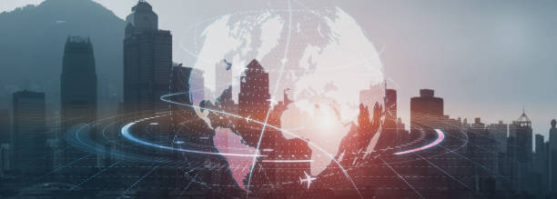 istock Globe Earth Flight Communication internation business global. 1214036290