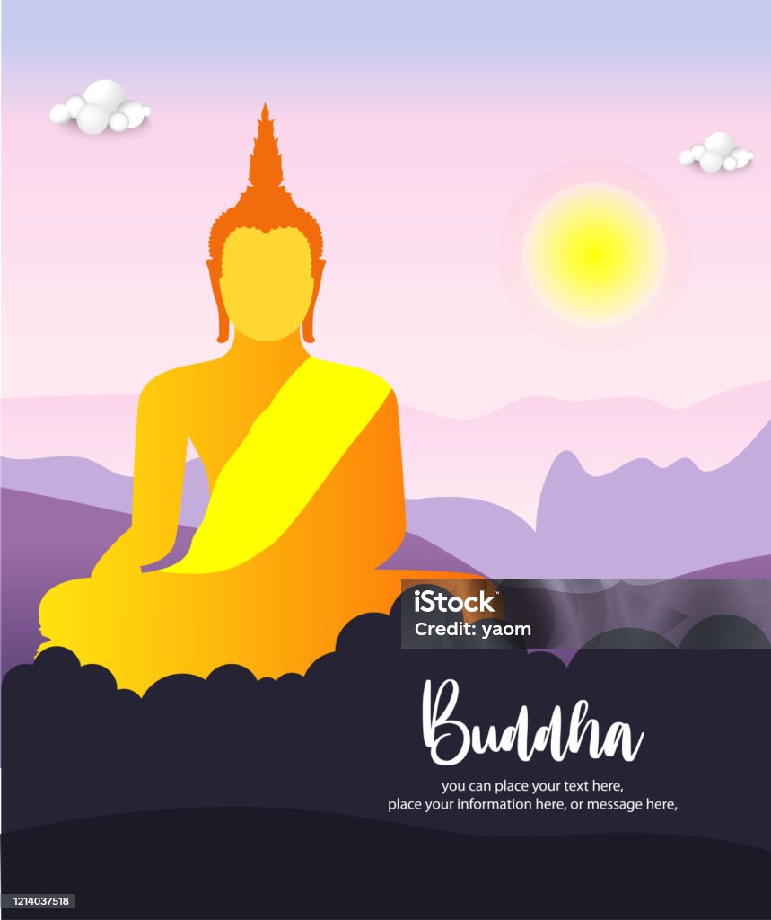 Hình Minh Họa Vector Tôn Giáo Chùa Phật Ngồi Trên Nền Mặt Núi Hình ...
