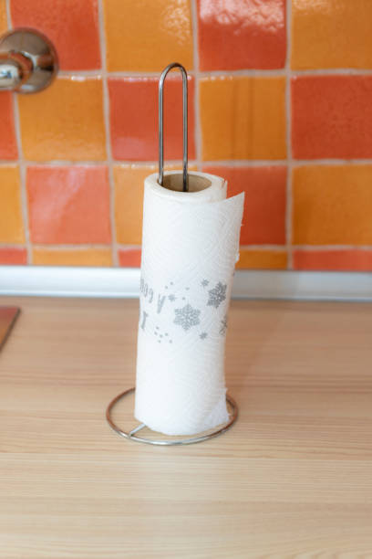 istock Paper towel roll on a stand 1214039503