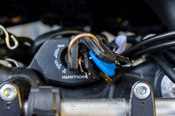 istock Motorcycle / motorbike ignition key closeup 1214039548