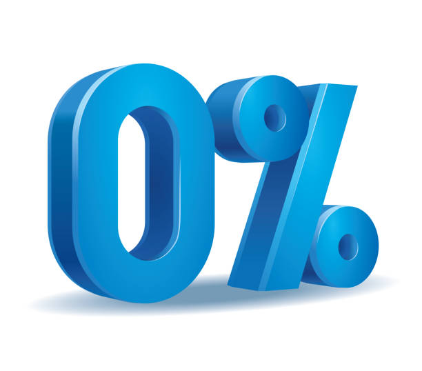 Percentage vector in blue color, 0 vector art illustration