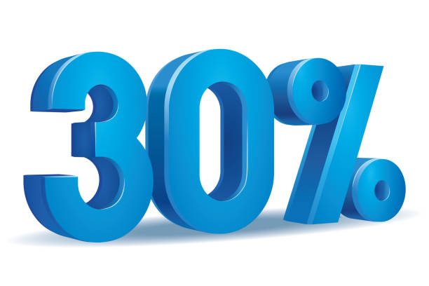 Percentage vector in blue color, 30 vector art illustration