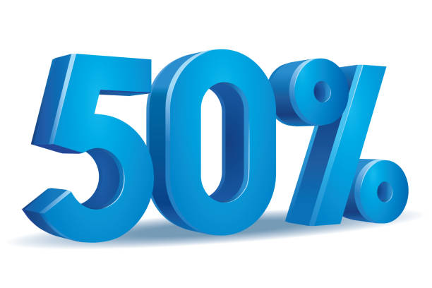 Percentage vector in blue color, 50 vector art illustration