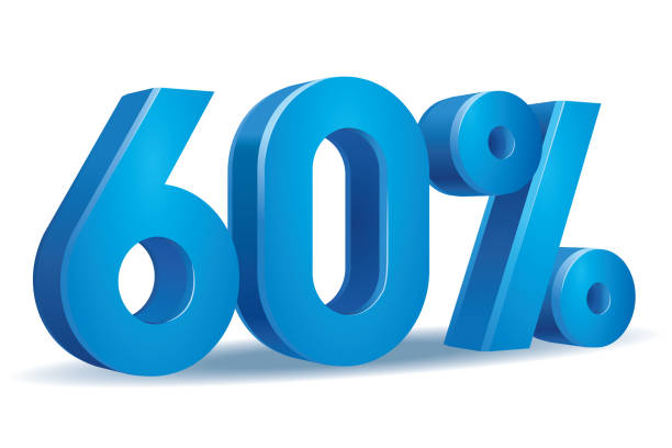 Percentage vector in blue color, 60 vector art illustration