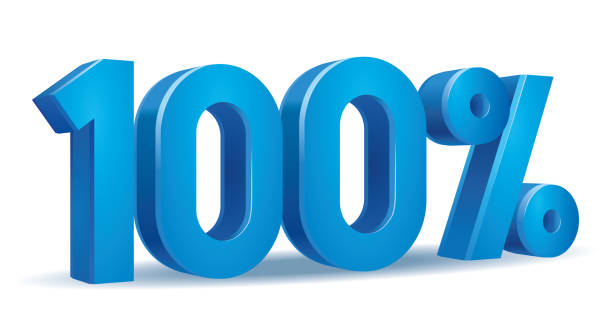 Percentage vector in blue color, 100 vector art illustration