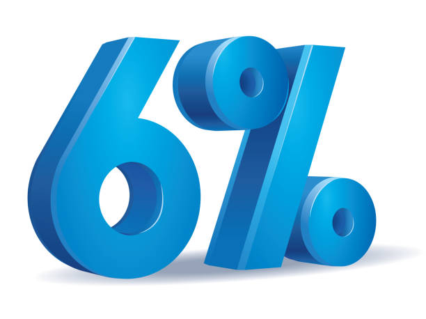 Percentage vector in blue color, 6 vector art illustration