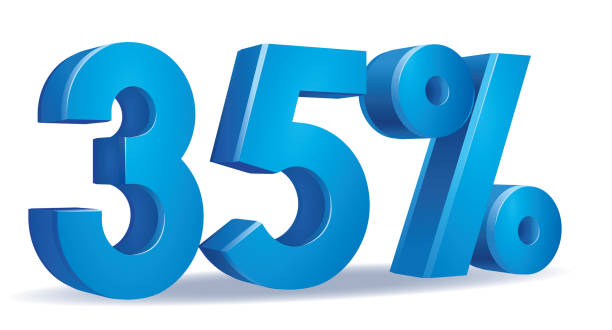 Percentage vector in blue color, 35 vector art illustration