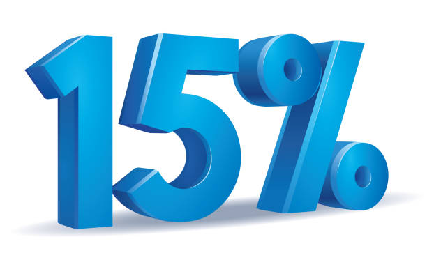 wektor procentowy w kolorze niebieskim, 15 - number 15 stock illustrations