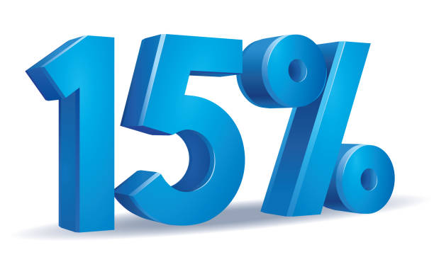 Percentage vector in blue color, 15 vector art illustration