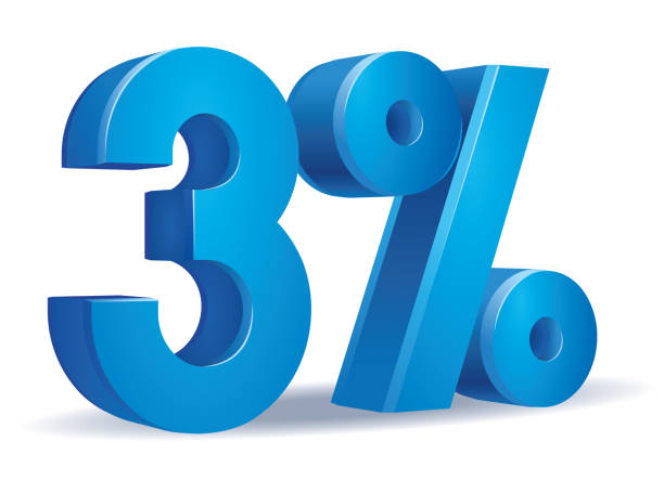 Percentage vector in blue color, 3 vector art illustration