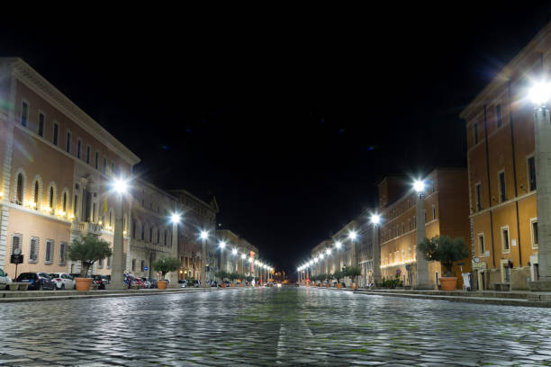 Road of the Conciliation night view, Rome, Italy