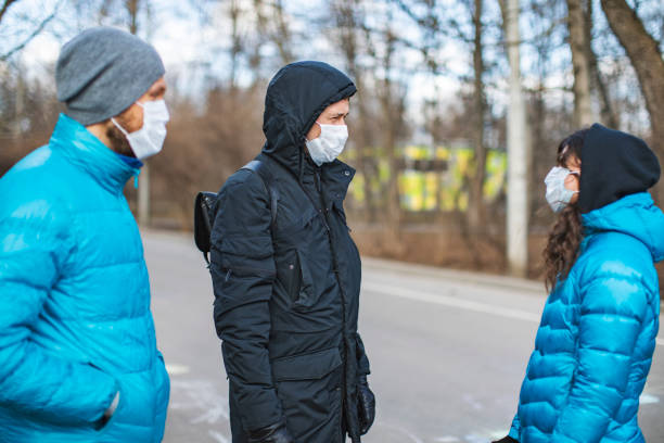 istock Young People With Face Protection Mask 1214043629