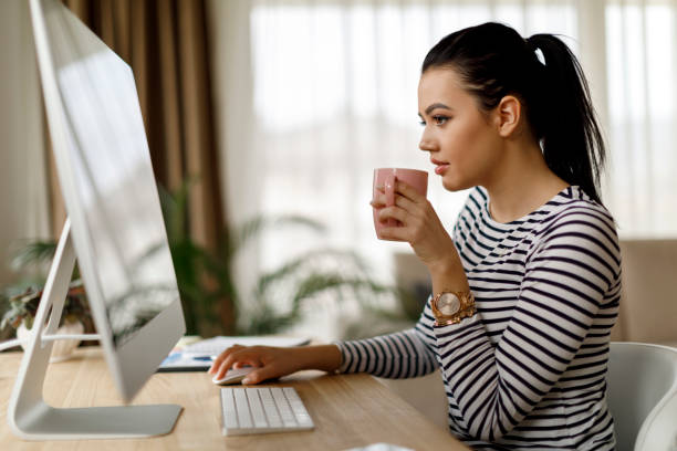 istock Young woman working at home 1214046430