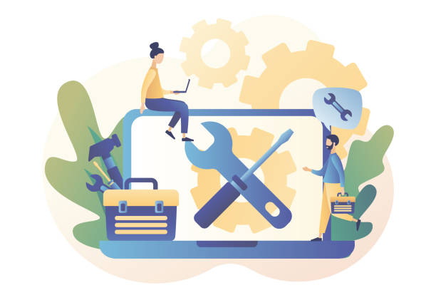 Handyman services. Husband for an hour online. Repairman with tool box. Modern flat cartoon style. Vector illustration on white background Handyman services. Husband for an hour online. Repairman with tool box. Modern flat cartoon style. Vector illustration toolbox stock illustrations