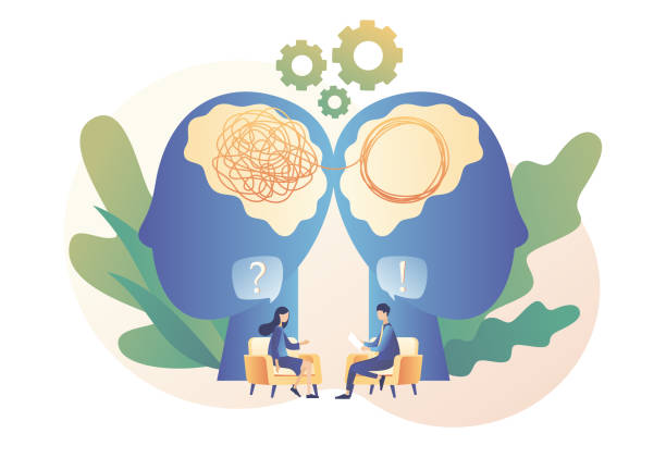 istock Psychologist consulting patient. Psychotherapy practice, psychological help, psychologist service, private counseling, psychology. Modern flat cartoon style. Vector illustration on white background 1214053642