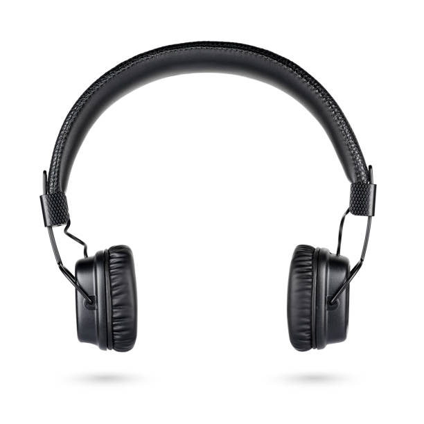 istock Wireless black on-ear headphones isolated on white 1214053982
